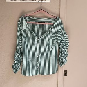 Zara Off the shoulder button blouse